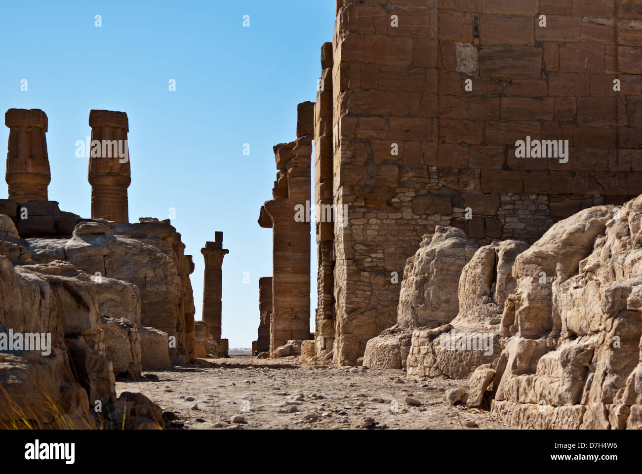 Le pharaon Aménophis III' Soleb Temple, le nord du Soudan Banque D'Images
