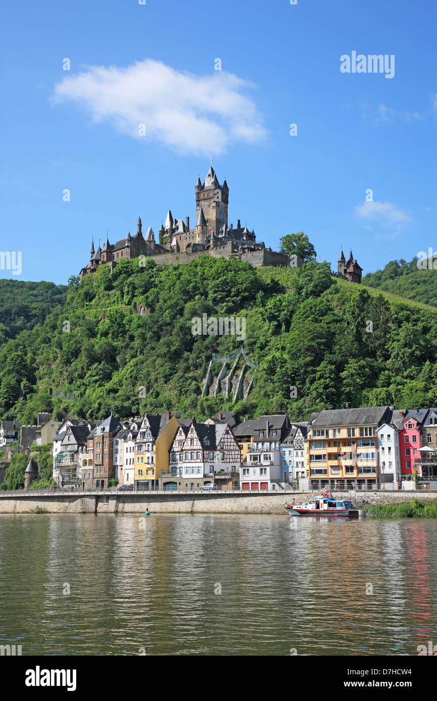 Allemagne, Rhénanie-Palatinat, vallée de la Moselle, le château de Reichsburg Cochem, Banque D'Images