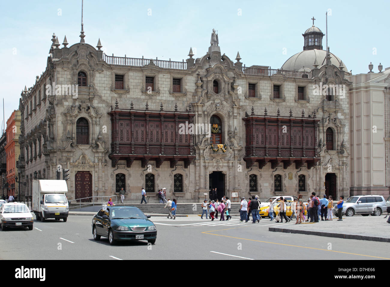 Pérou Lima Plaza Mayor et la Plaza de Armas Palacio de Arzobispo Palais de l'archevêque Banque D'Images