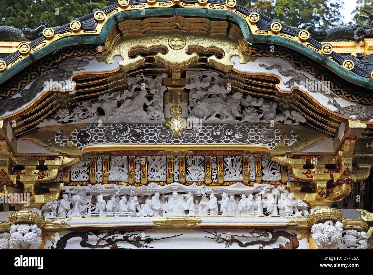 Le Japon, la Préfecture de Tochigi, Nikko, Toshogu, détail, UNESCO World Heritage Banque D'Images