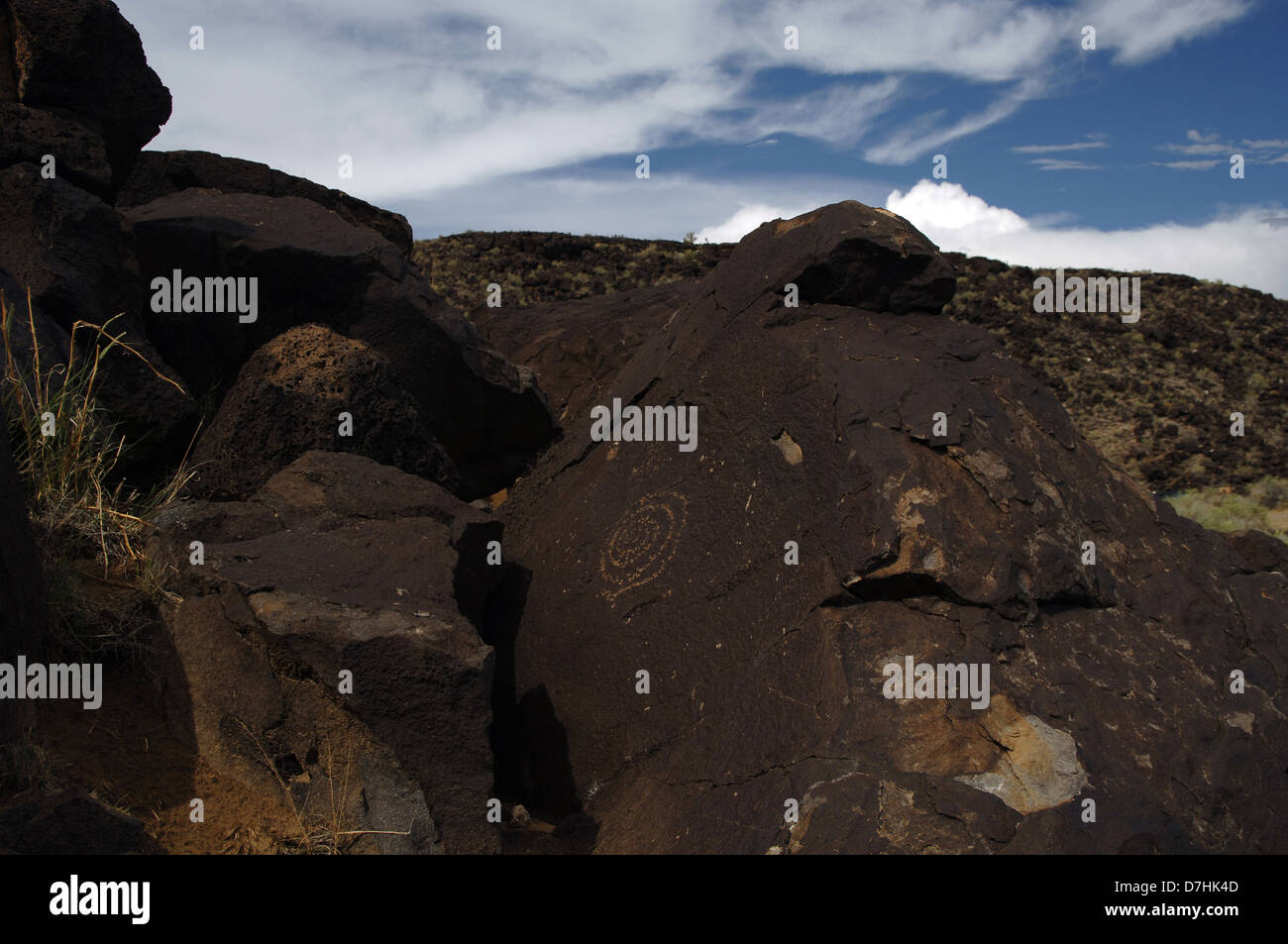 L'art préhistorique USA. Petroglyph National Monument. Boca Negra Canyon. Près de Albuquerque. Le Nouveau Mexique. Banque D'Images