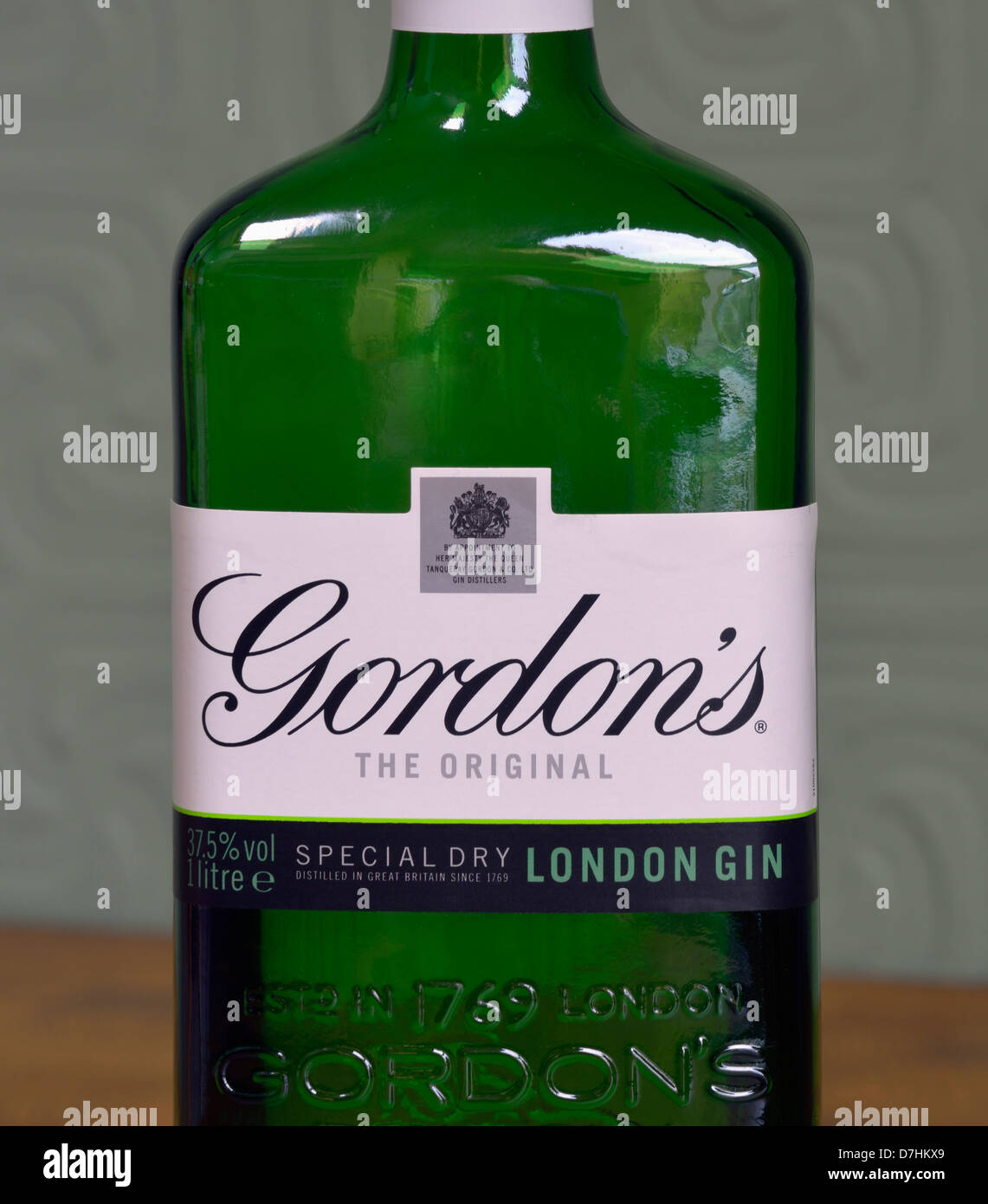 Gordon's London Dry Gin bouteille spéciale (détail). Banque D'Images