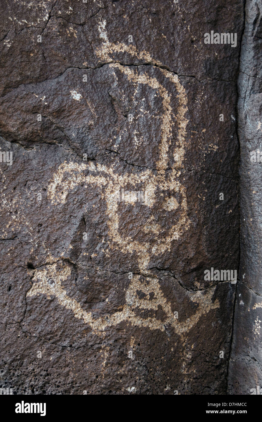 L'art préhistorique USA. Petroglyph National Monument. Boca Negra Canyon. Près de Albuquerque. Le Nouveau Mexique. Banque D'Images