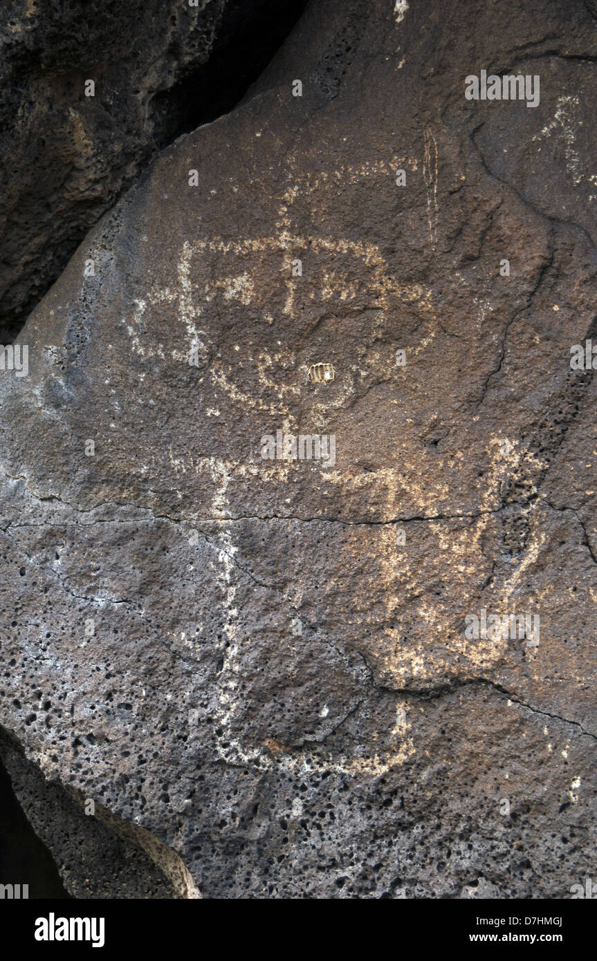 L'art préhistorique USA. Petroglyph National Monument. Boca Negra Canyon. Près de Albuquerque. Le Nouveau Mexique. Banque D'Images