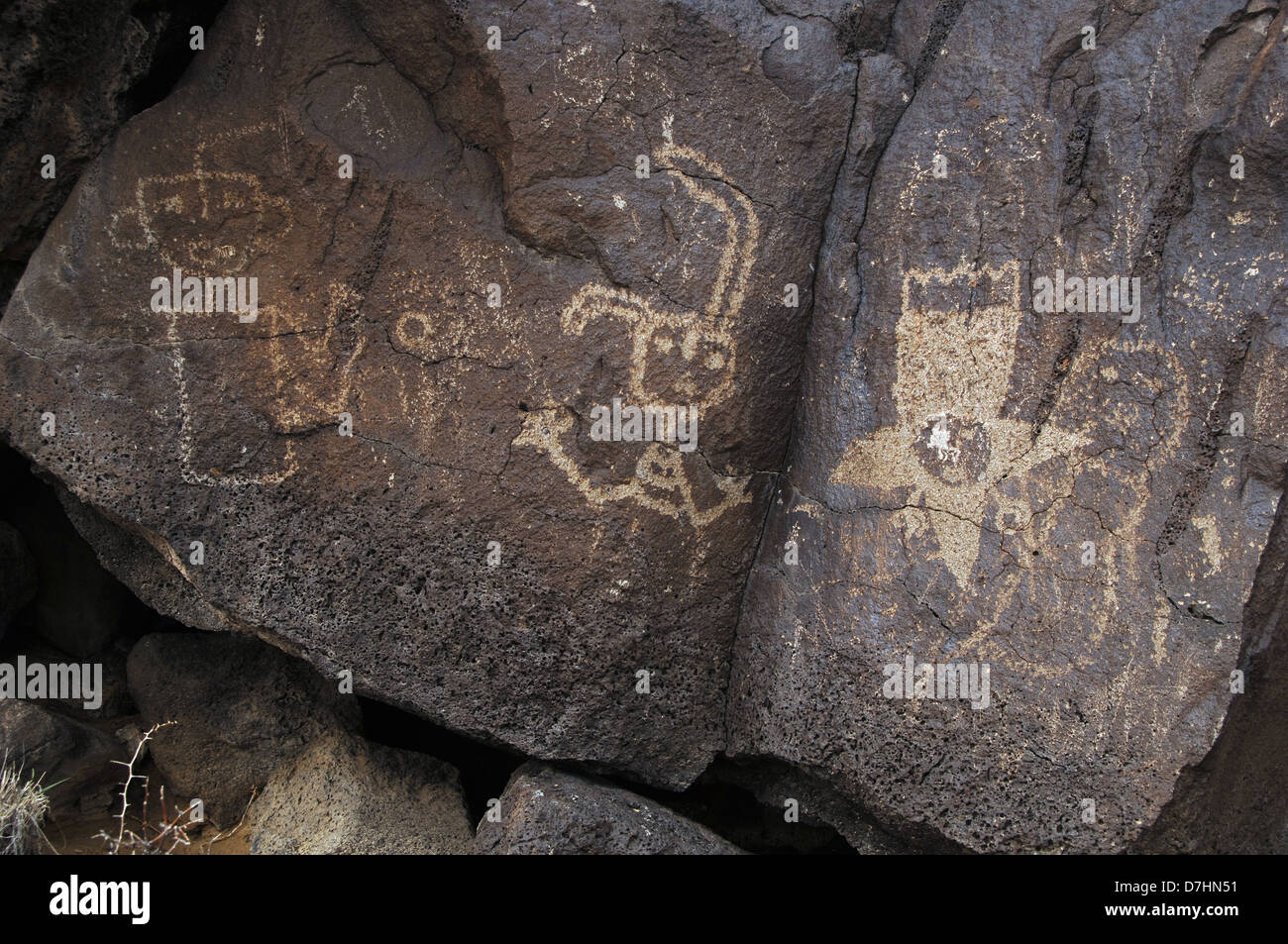 L'art préhistorique USA. Petroglyph National Monument. Boca Negra Canyon. Près de Albuquerque. Le Nouveau Mexique. Banque D'Images