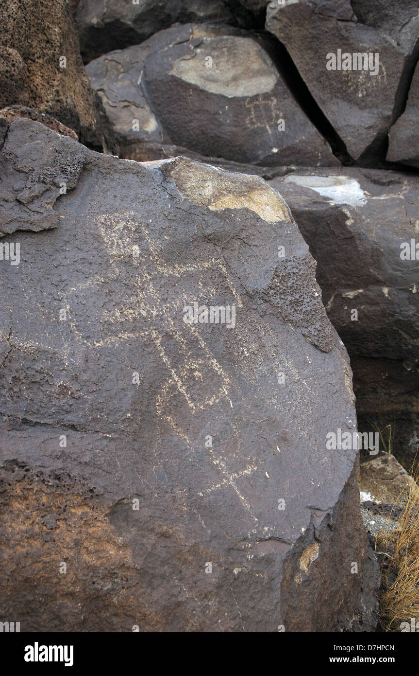 L'art préhistorique USA. Petroglyph National Monument. Boca Negra Canyon. Près de Albuquerque. Le Nouveau Mexique. Banque D'Images