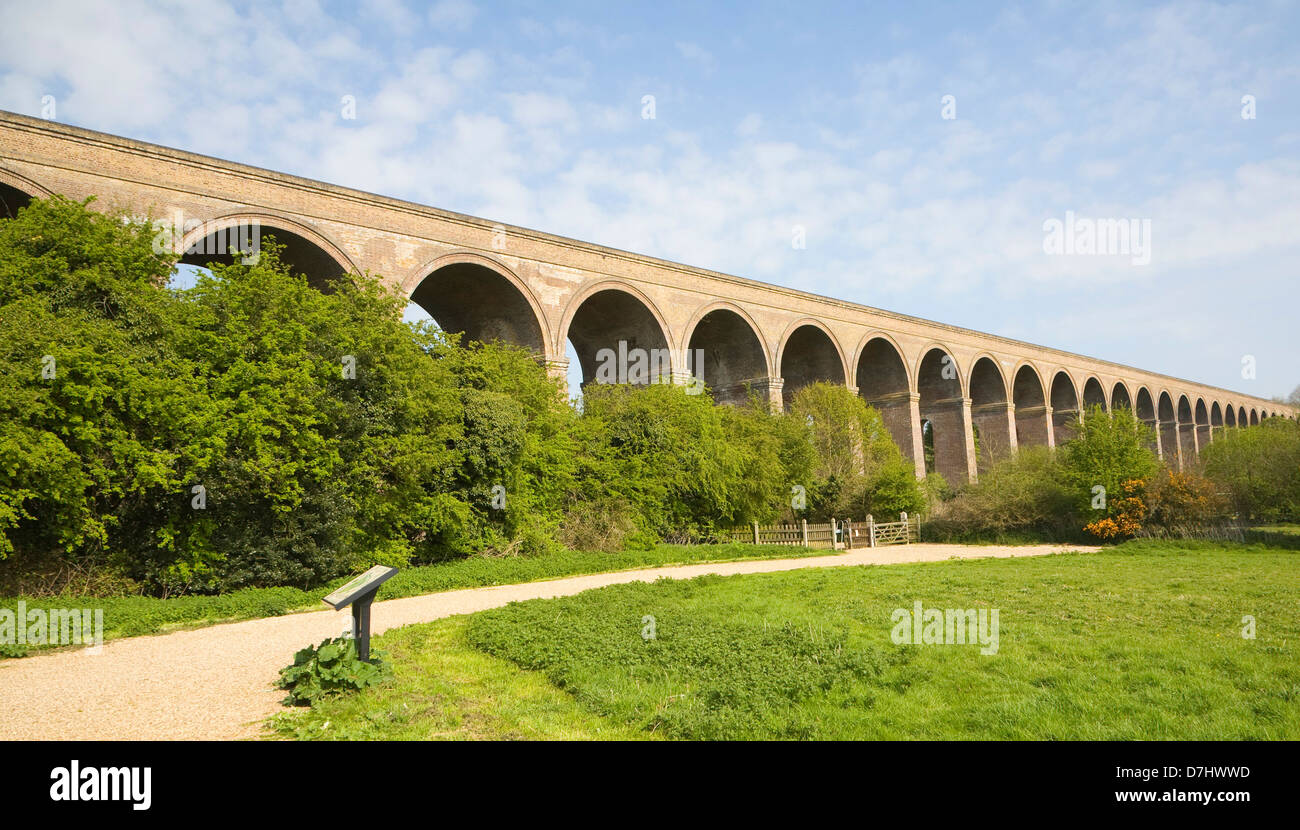 Viaduc Ferroviaire achevé en1849 à Chappel, Essex, Angleterre Banque D'Images