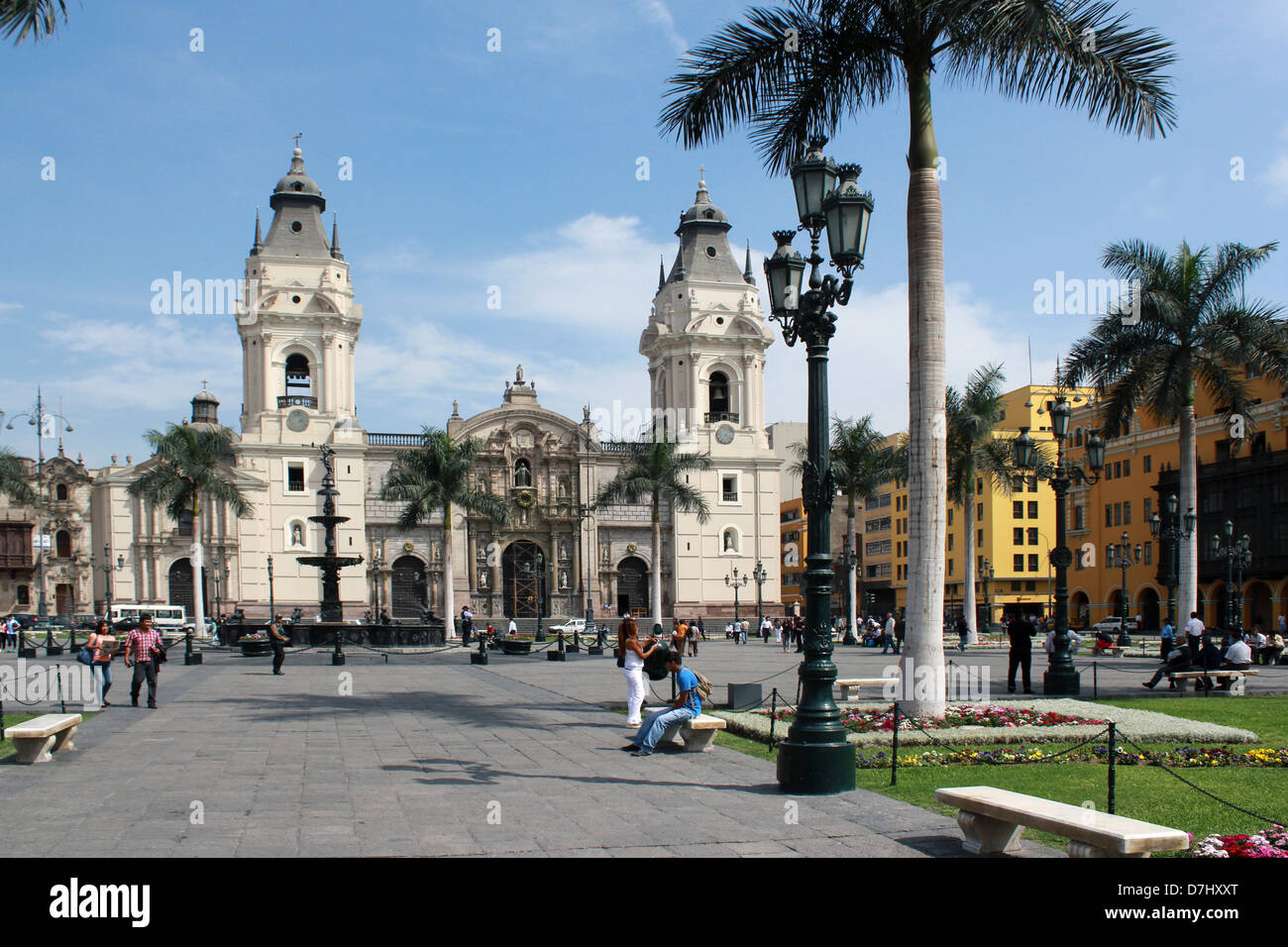 Pérou Lima Plaza Mayor La Catedral La Cathédrale Plaza de Armas Banque D'Images
