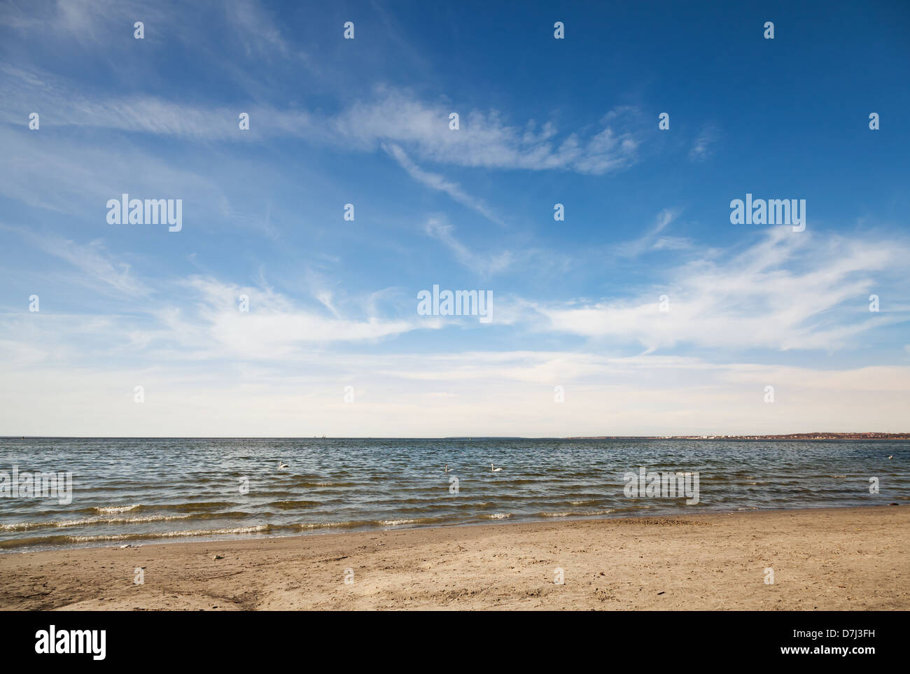Vide côte sablonneuse de la mer Baltique à Tallinn, Estonie Banque D'Images