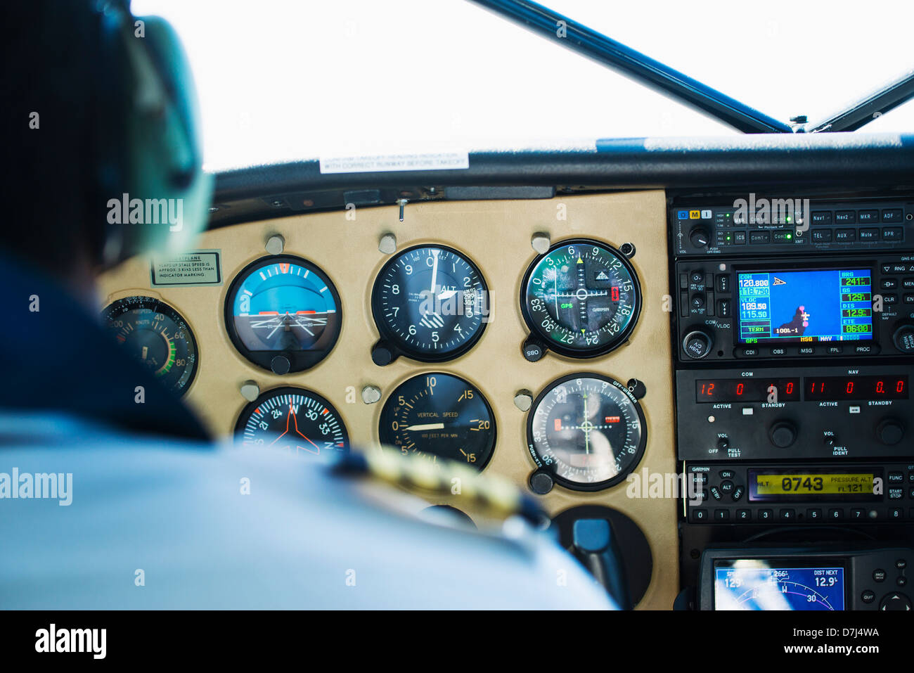 Close up of airplane cockpit Banque D'Images