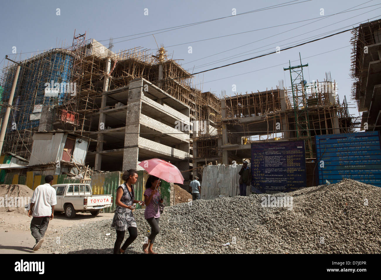 Les activités de construction à Addis Abeba, en pastille Banque D'Images