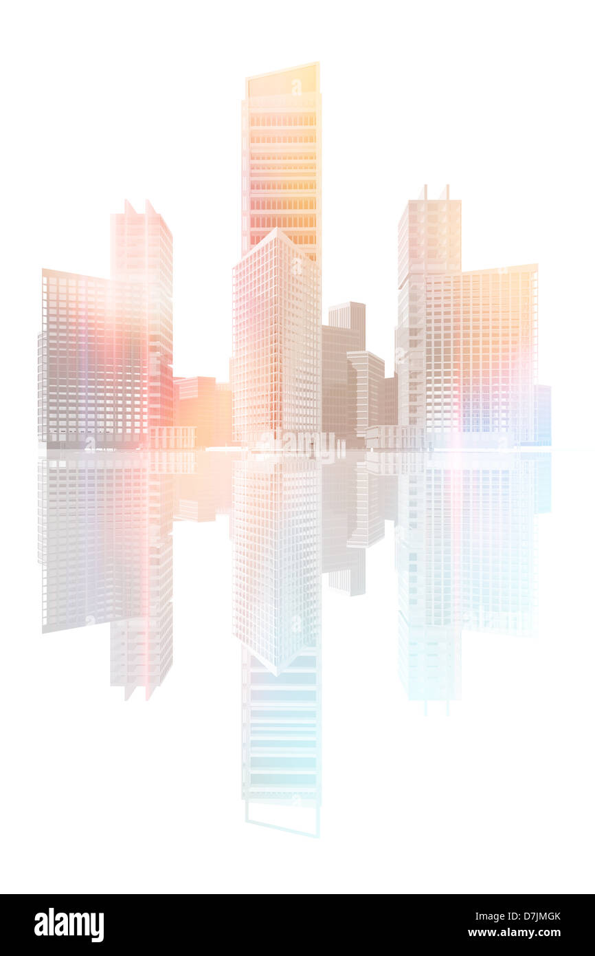 Paysage urbain avec des gratte-ciel et immeubles de bureaux Banque D'Images