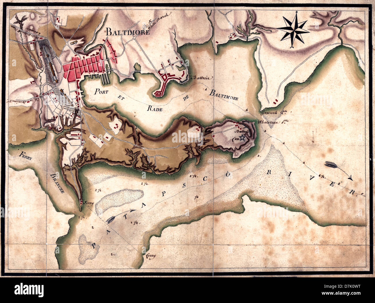 Ville, port, et Rade de Baltimore dans le Maryland.1781 Site Banque D'Images