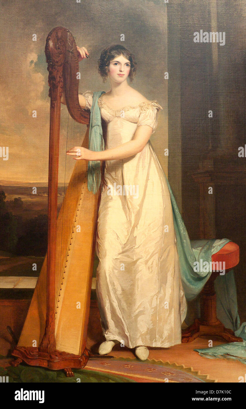 Dame avec une harpe - Eliza Ridgely par Thomas Sully Banque D'Images
