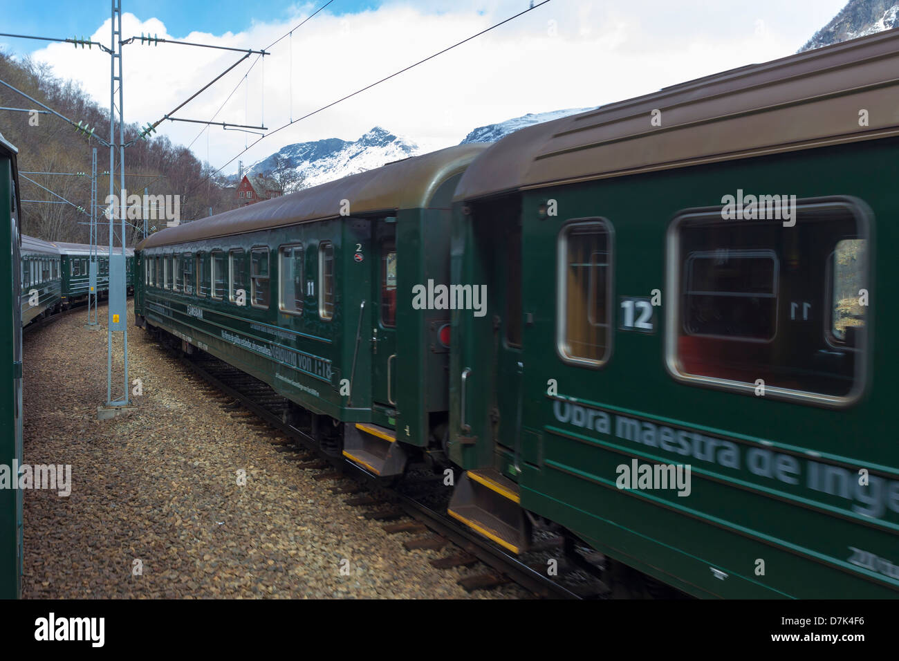 Flam railway jusqu'à la montagne. Flam Norvège. Banque D'Images