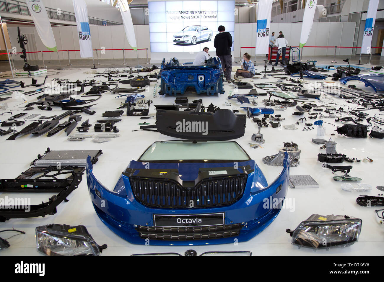 Poznan, Pologne, la nouvelle Skoda Octavia, divisé en parties individuelles sur le Motor Show 2013 Banque D'Images