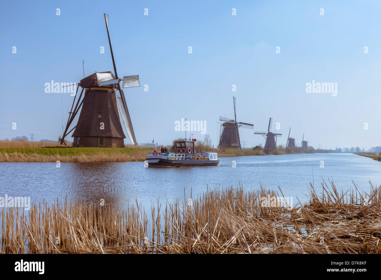 Kinderdijk, Moolenwaard, Hollande méridionale, Pays-Bas Banque D'Images
