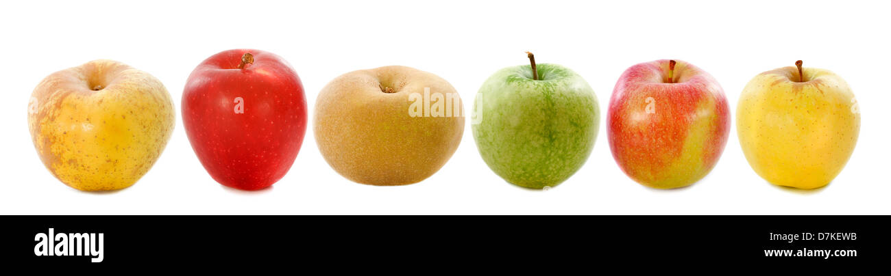 Groupe d'apples in front of white background Banque D'Images