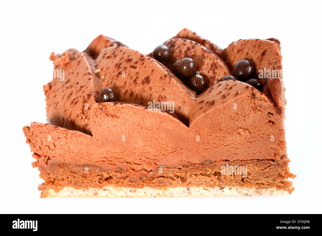 Gâteau au chocolat français opera in front of white background Banque D'Images