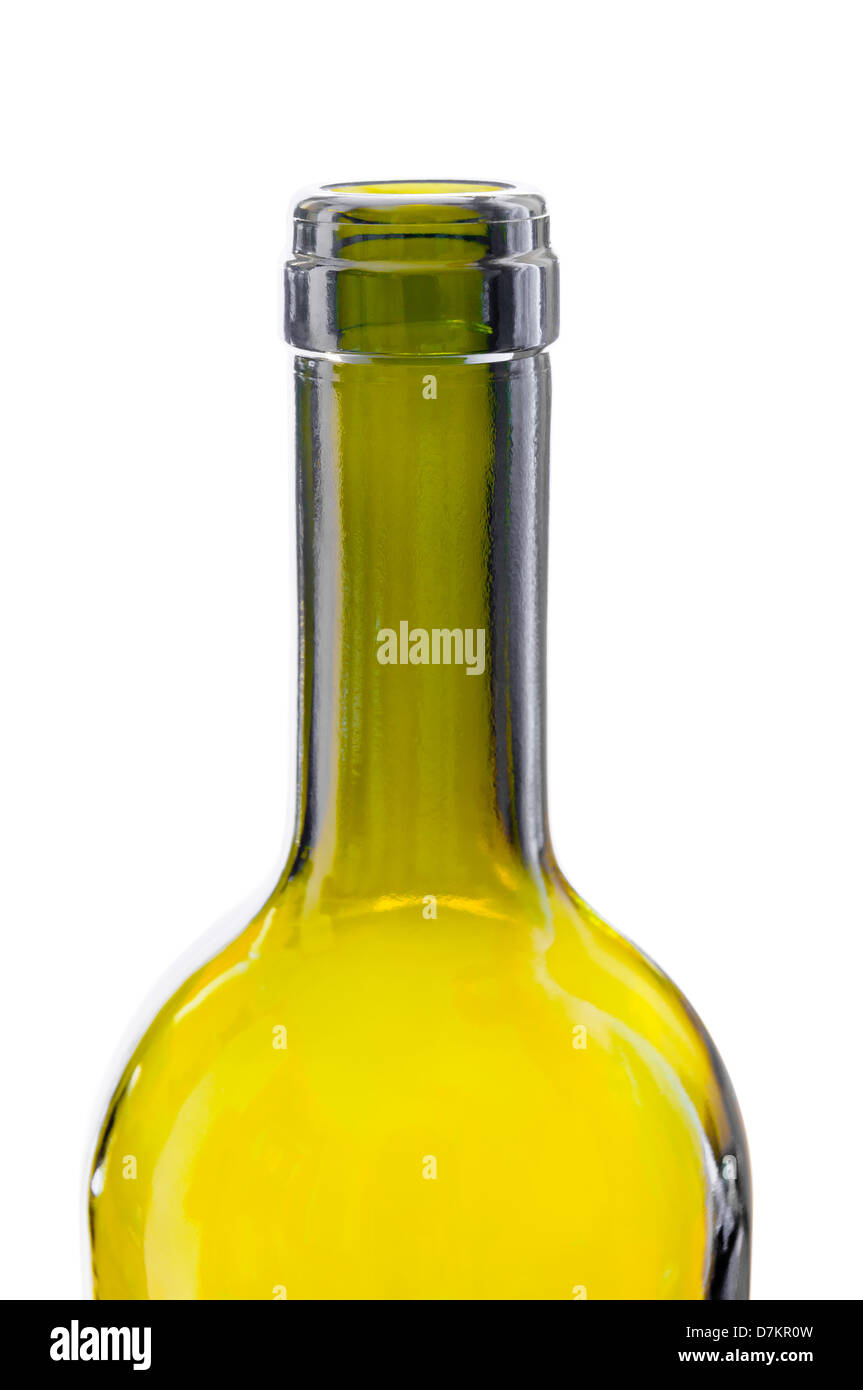 Gros plan sur le goulot d'une bouteille en verre vert Photo Stock - Alamy