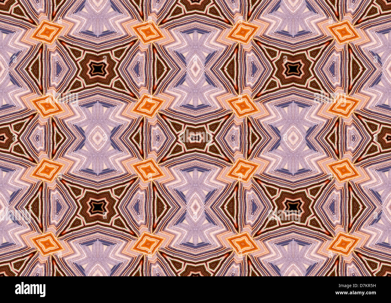 Tranche polie de Jasper (opaque, forme à grain fin de calcédoine) motif symétrique de l'image répétée Banque D'Images
