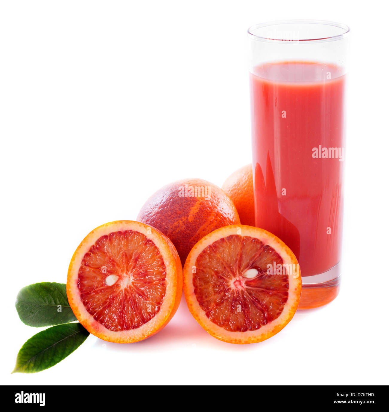 Jus d'orange sanguine et in front of white background Banque D'Images