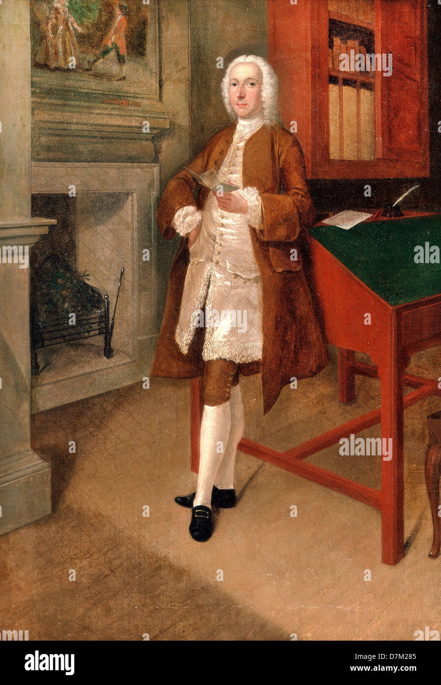 Giuseppe Zais, un homme inconnu dans une bibliothèque 1740-1741 Huile sur toile. Yale Center for British Art, New Haven, Connecticut, USA. Banque D'Images
