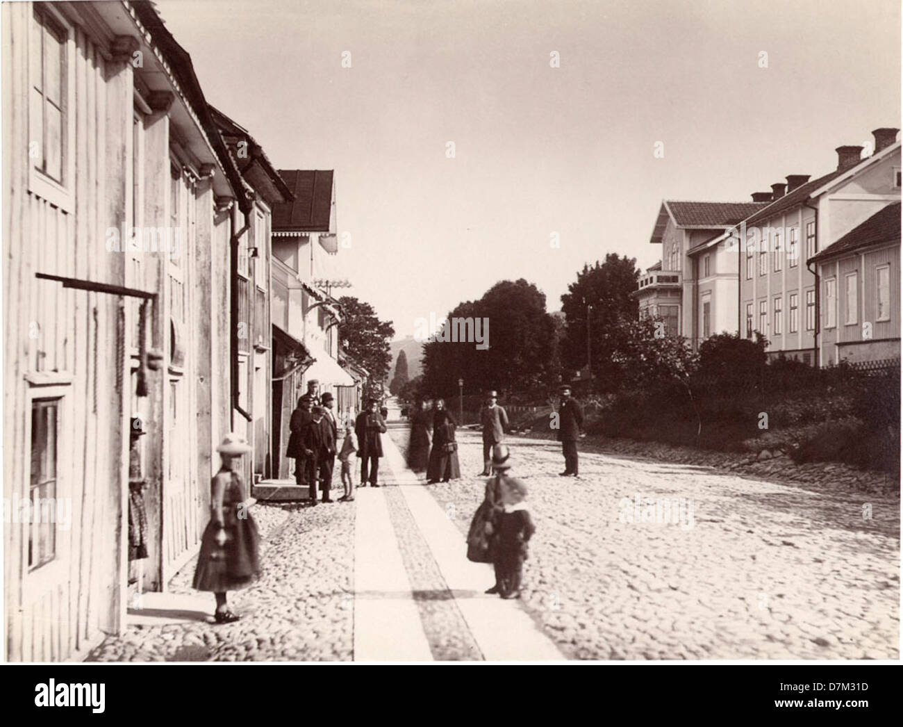 Une photographie de Gränna, en Suède, prise par le Conseil du patrimoine national suédois, montrant la beauté pittoresque et l'architecture traditionnelle de cette ville suédoise. Connu pour ses rues pittoresques et son charme historique. Banque D'Images
