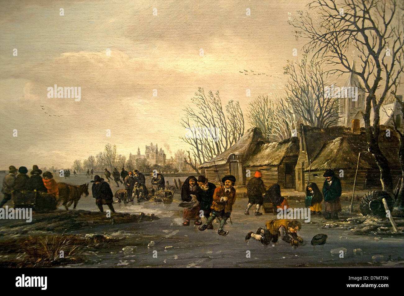 Gillisz Salomon Rombouts 1685 winter snow ice skate skating museum Pays-Bas Banque D'Images