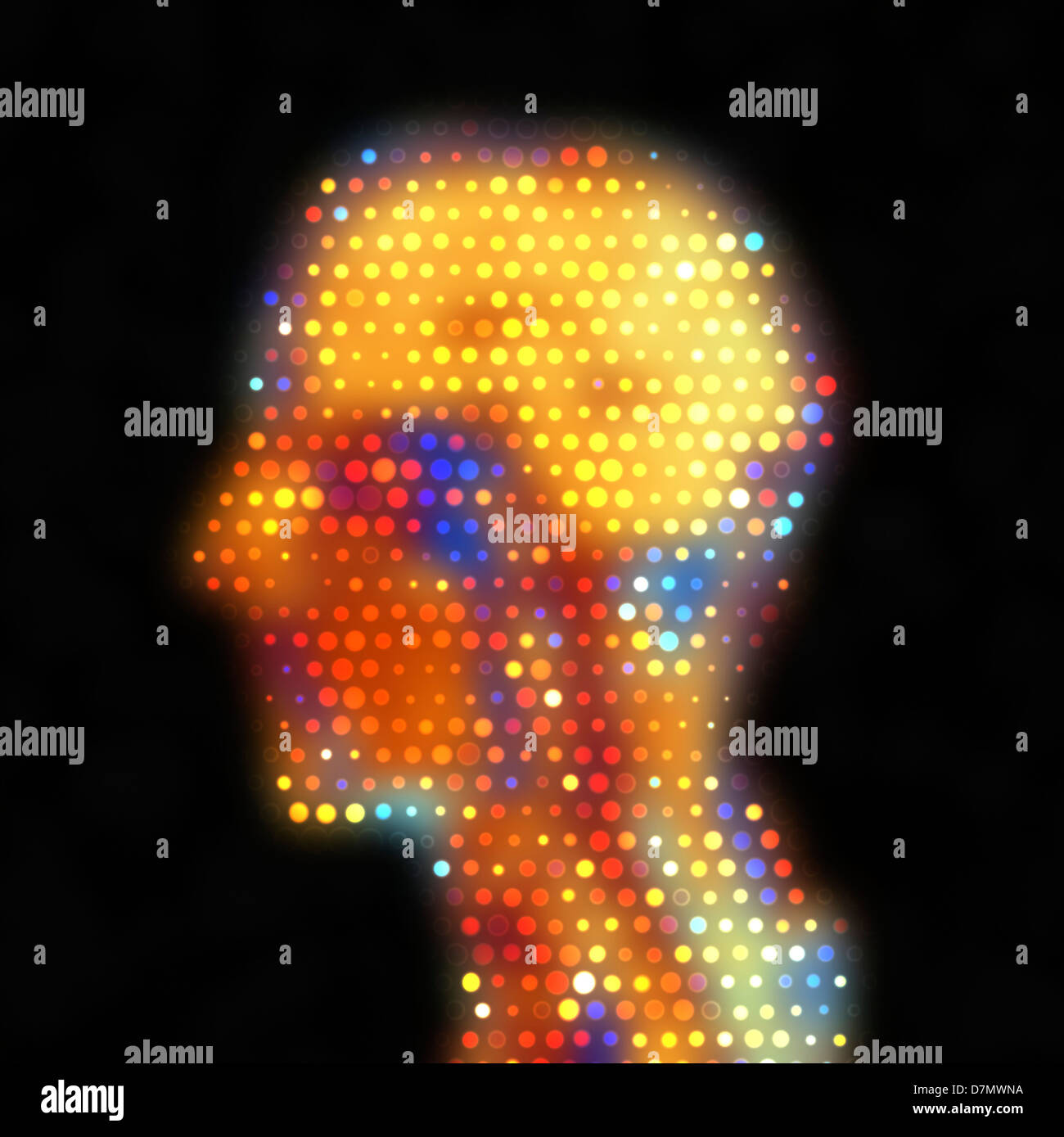 Tête humaine MRI dot matrix, artwork Banque D'Images