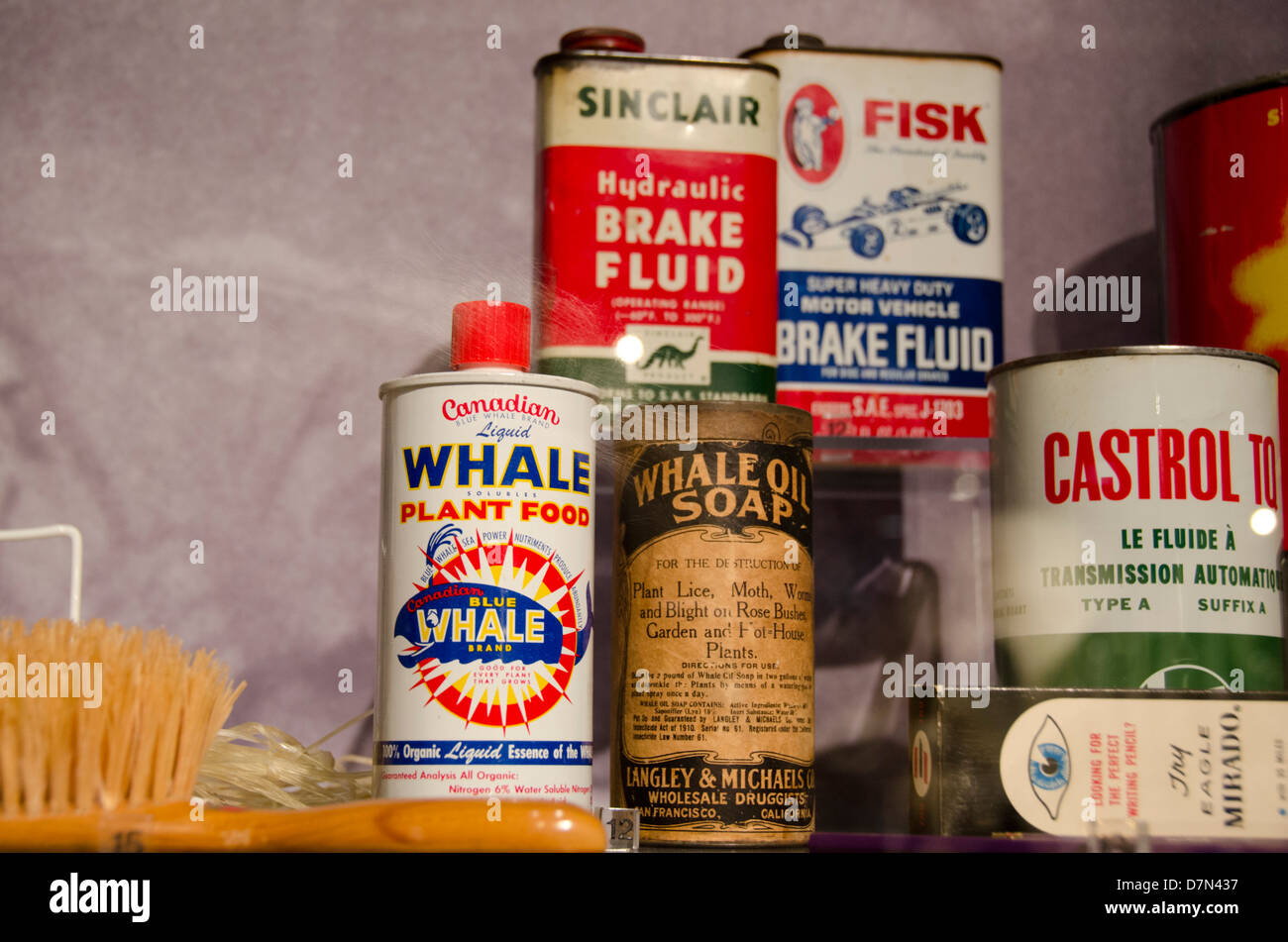 Le Massachusetts, New Bedford. New Bedford Whaling Museum. Les produits fabriqués à partir de baleines. Banque D'Images