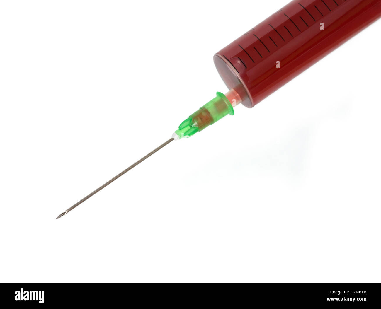Une seringue remplie de sang ou de liquide rouge Banque D'Images