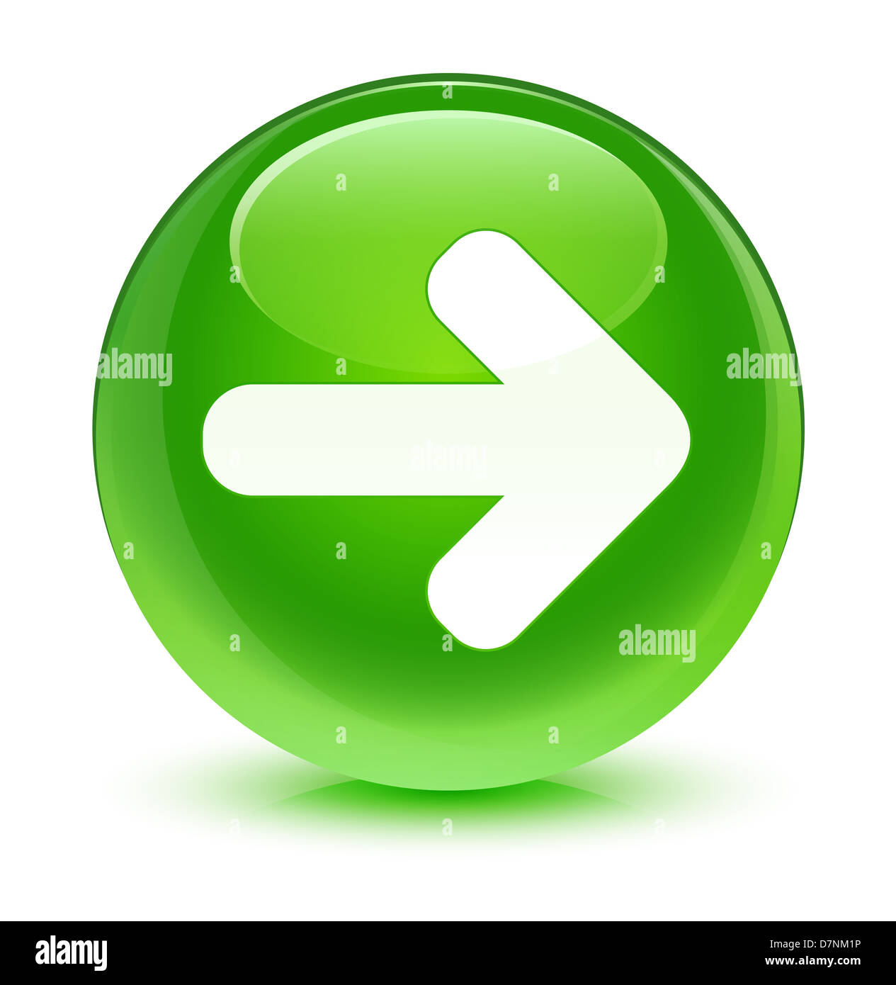 L'icône flèche bouton vert vitreux Banque D'Images