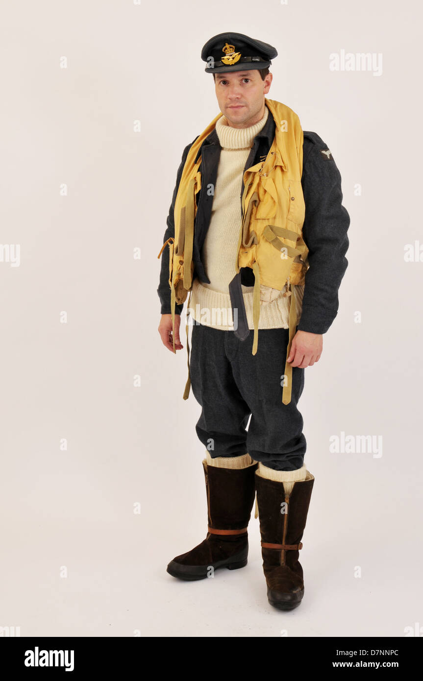 Royal Air Force uniforme que portés par des membres de l'équipage du commandement des bombardiers pendant la Seconde Guerre mondiale. Banque D'Images