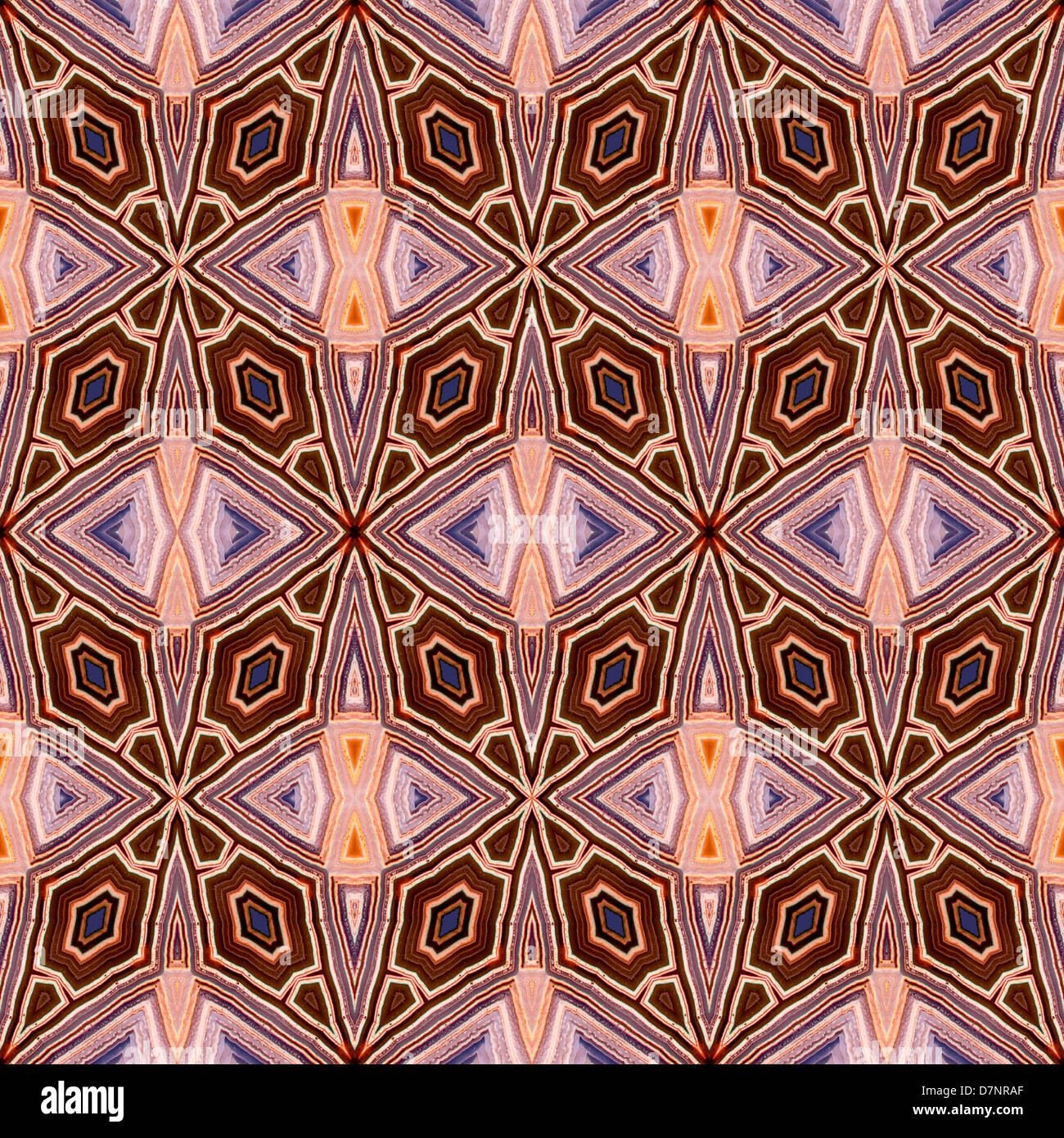 Tranche polie de Jasper (opaque, forme à grain fin de calcédoine) motif symétrique de l'image répétée Banque D'Images