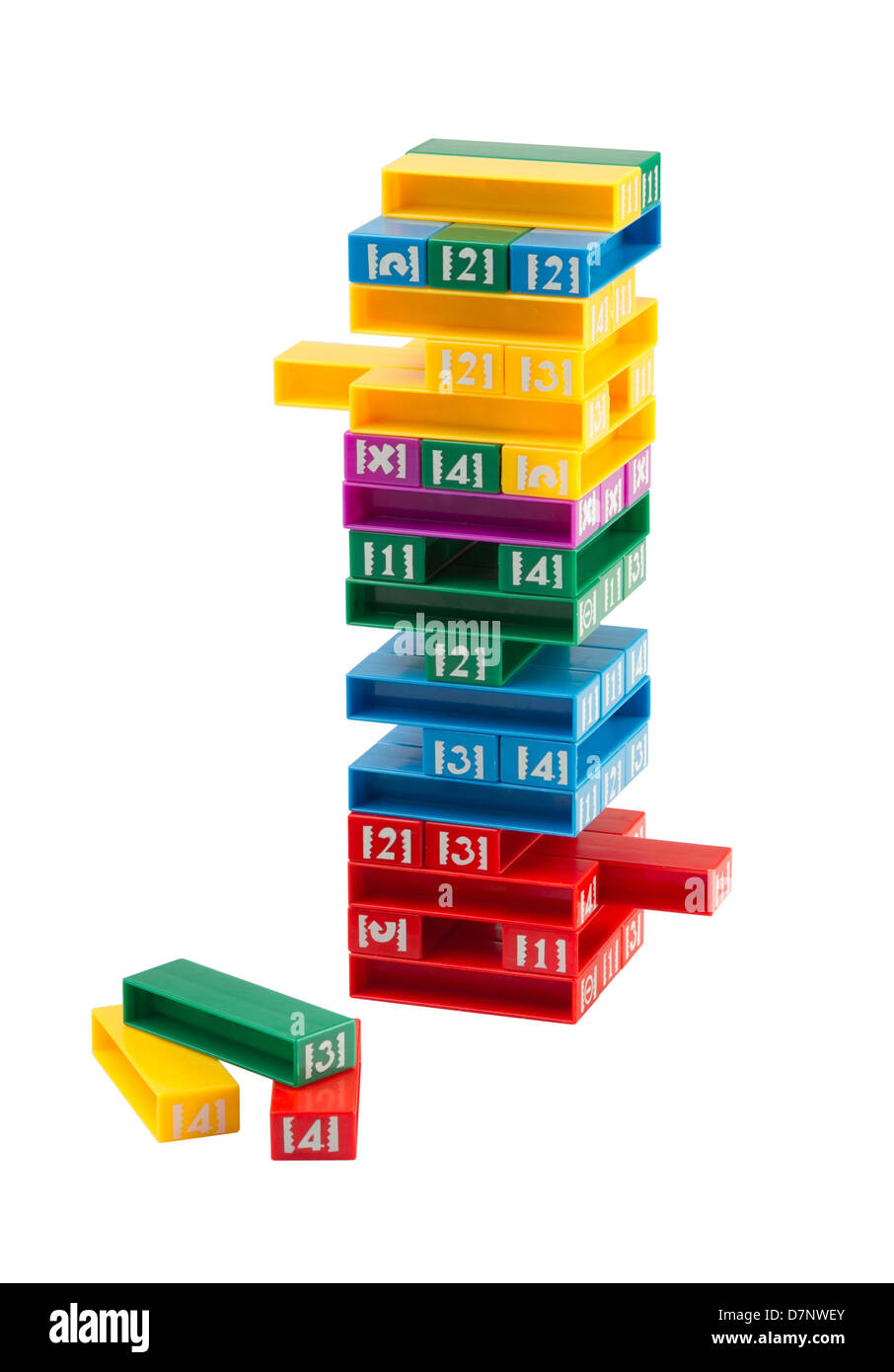Le tour en plastique blocs jeu équilibre Banque D'Images