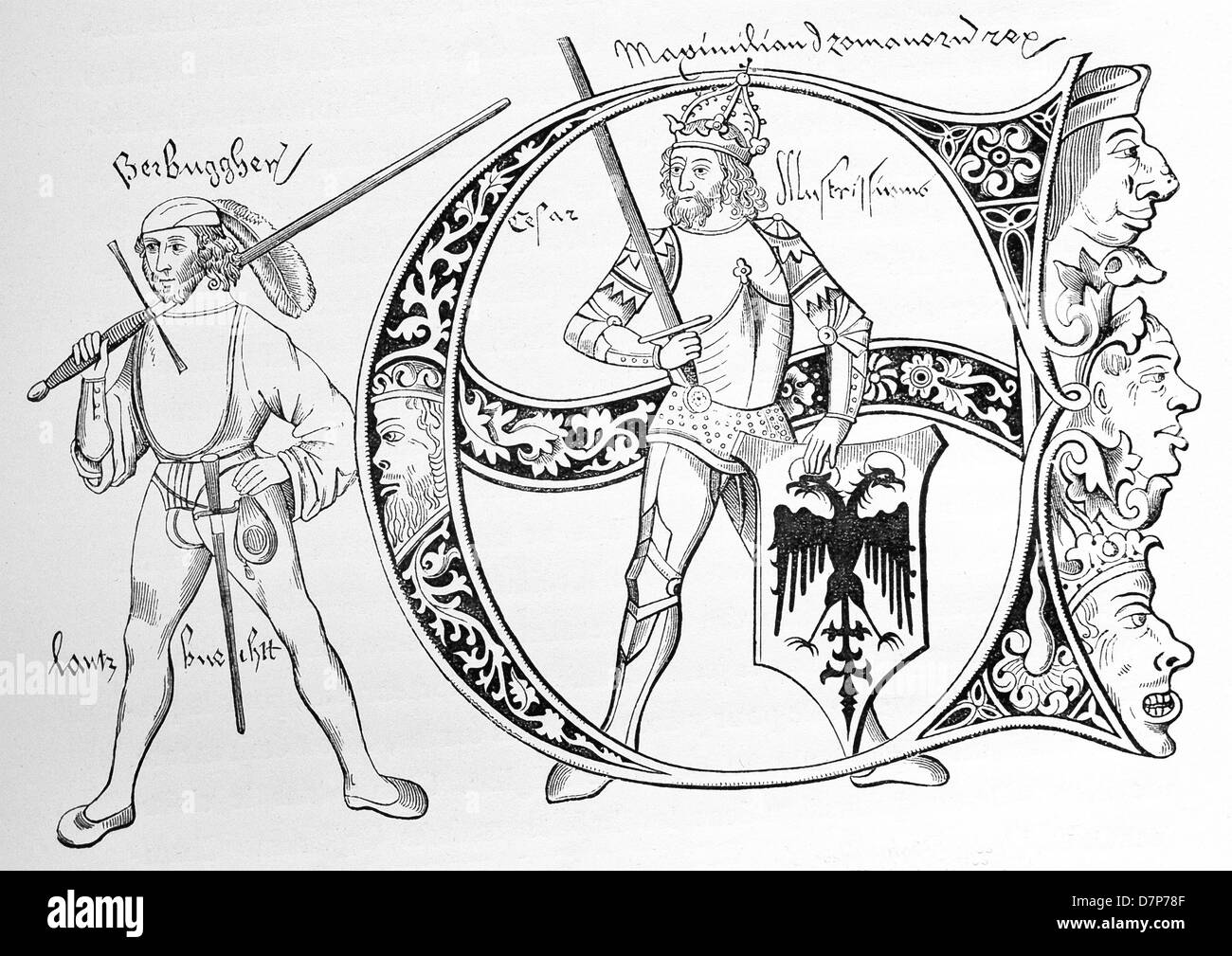 Ce stylo dessin est Français et des dates à la fin de 15e siècle et a été dans l'un des manuscrits du registraire de l'Allemagne. Banque D'Images