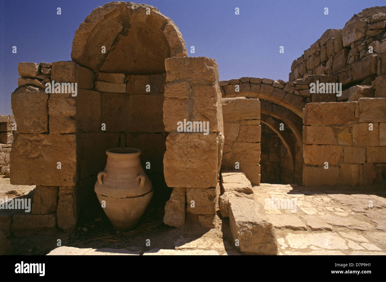 L'ancienne ville nabatéenne reconstruit de Mampsis ou Memphis dans la période nabatéenne maintenant appelé Mamshit site du patrimoine mondial de l'UNESCO dans le désert du Neguev dans le sud d'Israël Banque D'Images