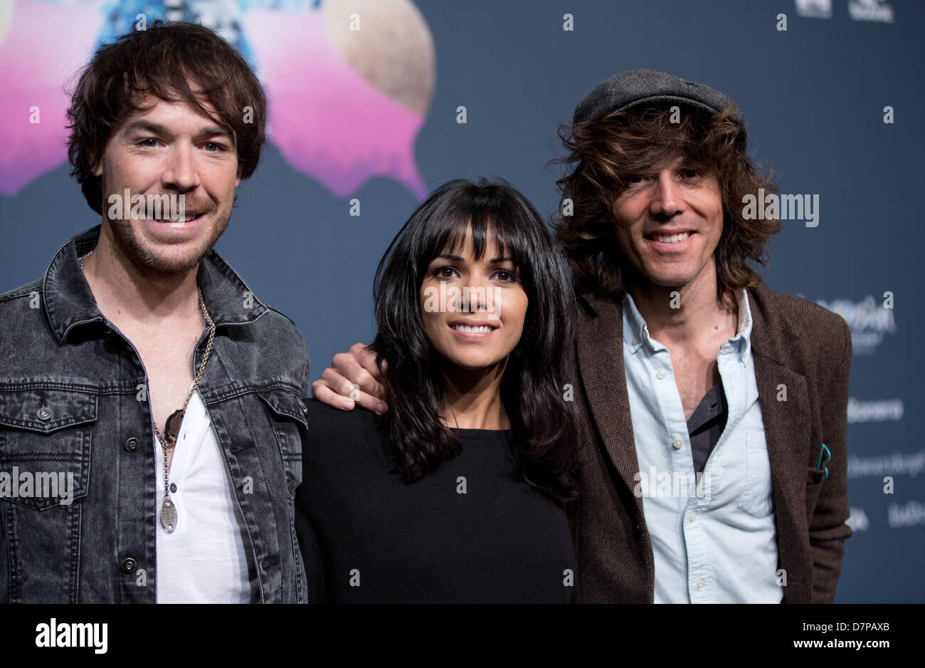 L'ESDM bande représentant l'Espagne pose au cours d'une conférence de presse pour le Concours Eurovision de la Chanson 2013 à Malmö (Suède), 12 mai 2013. La grande finale du 58e Concours Eurovision de la chanson (ESC) a lieu le 18 mai 2013. Photo : Joerg Carstensen/dpa  + + +(c) afp - Bildfunk + + + Banque D'Images