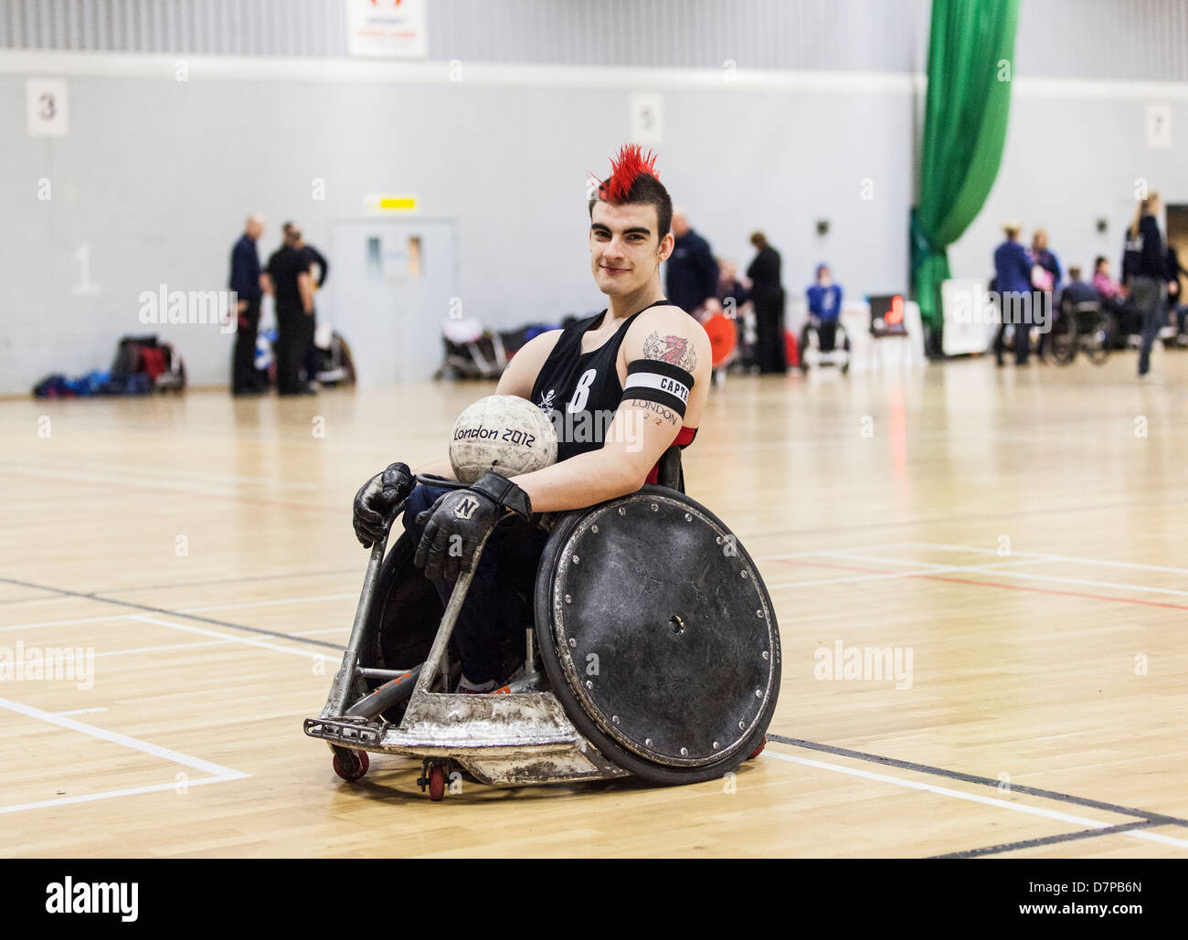 David Anthony GBWR, joueur de rugby en fauteuil roulant aux Jeux paralympiques, l'équipe Go, Londres 2012 Banque D'Images