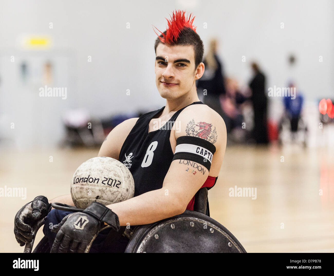 David Anthony GBWR, joueur de rugby en fauteuil roulant aux Jeux paralympiques, l'équipe Go, Londres 2012 Banque D'Images