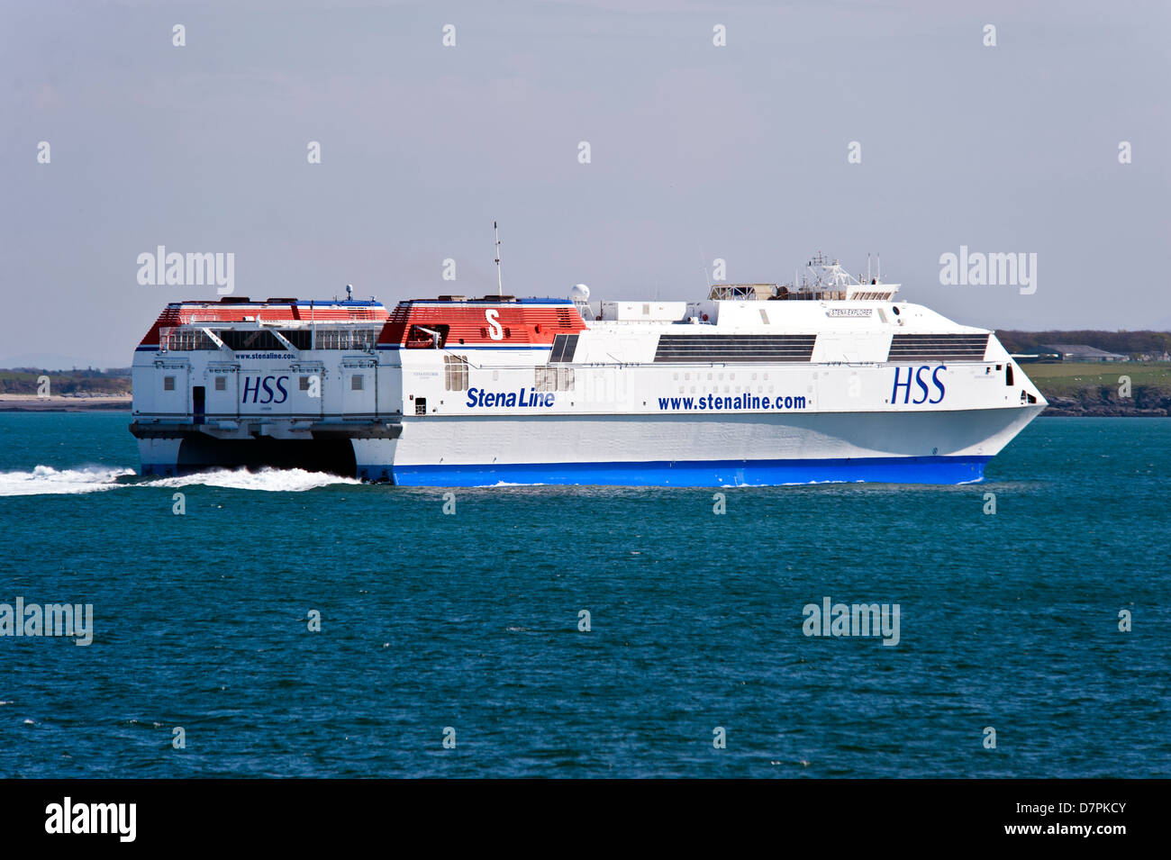 Stenaline Stena HSS Explorer car-ferry de Holyhead Anglesey au nord du Pays de Galles à l'Irlande au Royaume-Uni Banque D'Images