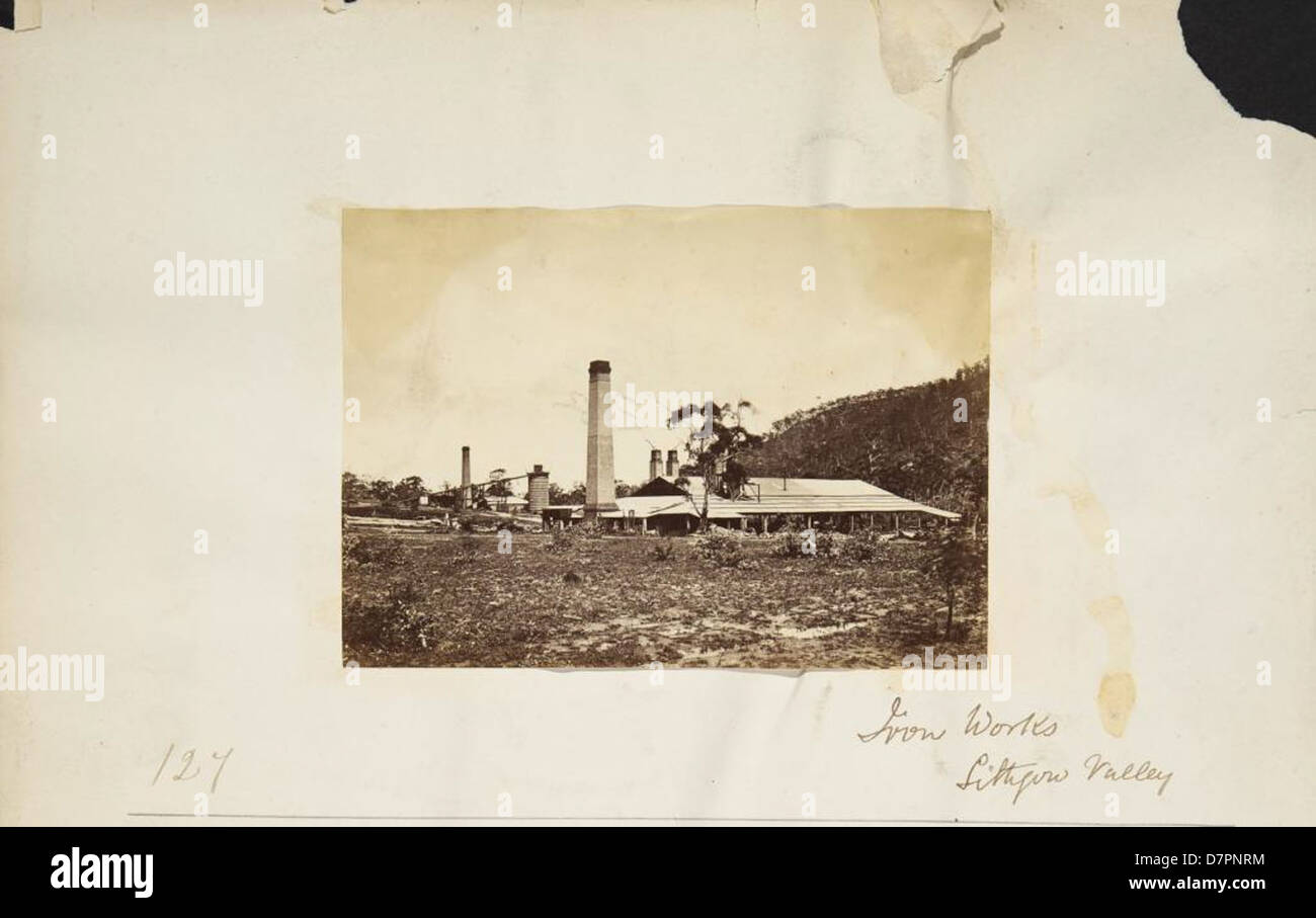 Vue extérieure du laminoir et iron works, Lithgow Vallée, 1875-1890 Banque D'Images