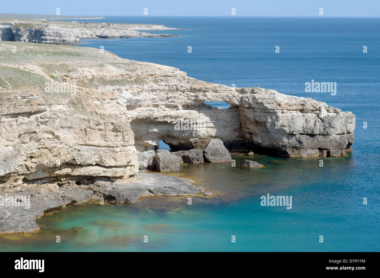 Crocodile Rock, péninsule Tarhankut, Tarhan Qut, Crimea, Ukraine, Europe de l'Est Banque D'Images