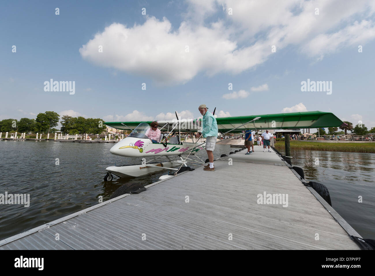 Tavares, Florida Port Woodlea sur le lac Dora et le Tavares fly-in de l'événement d'Hydravions Banque D'Images