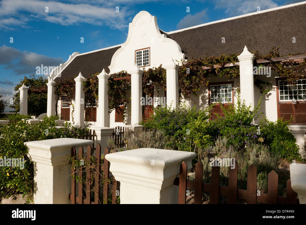 Cape Dutch Manor House, Meerlust Wine Estate, près de Stellenbosch, Afrique du Sud Banque D'Images