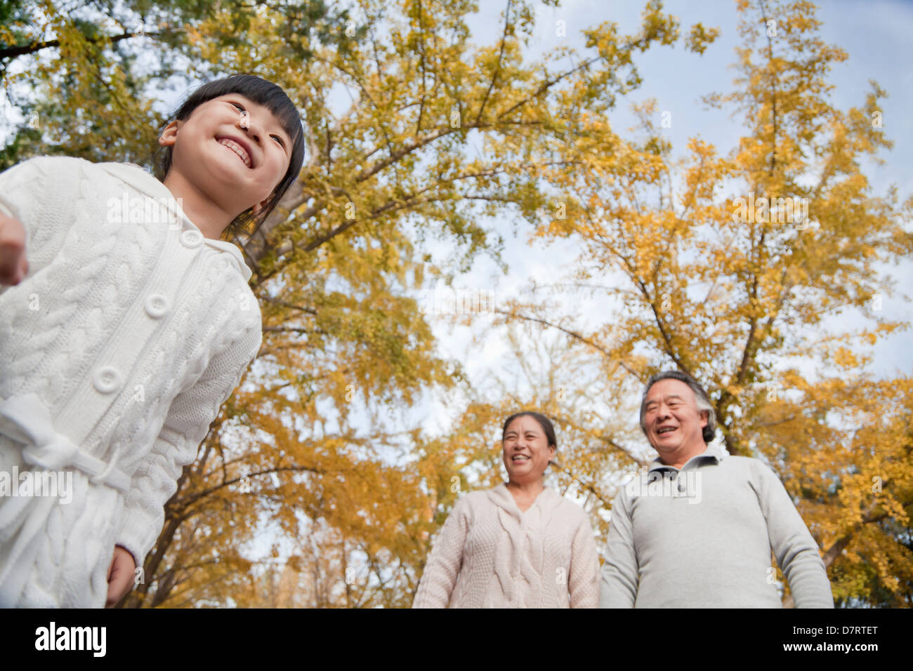 Les grands-parents et petite-fille de Park Banque D'Images