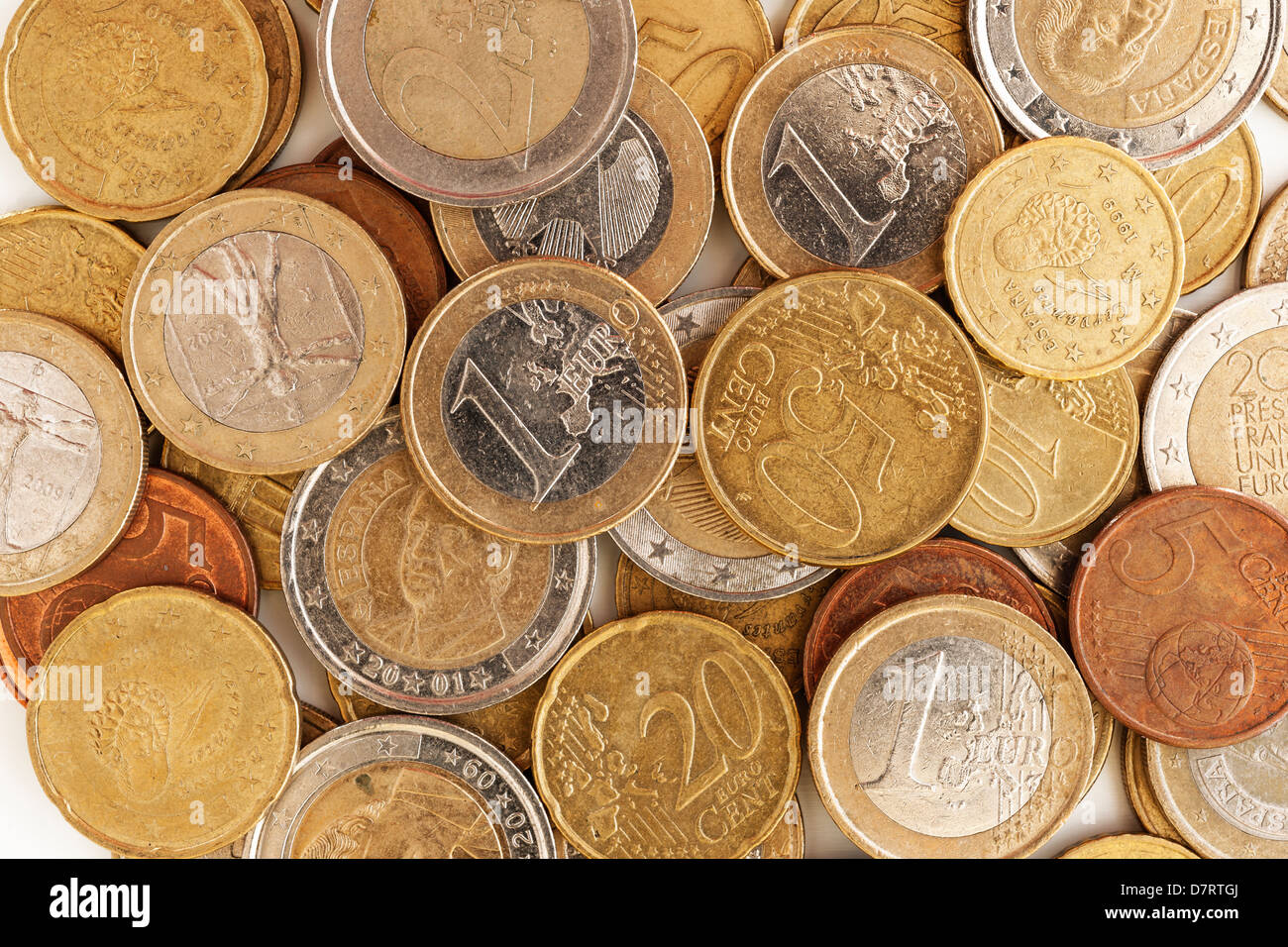 L'Espagnol y compris pièces mixtes d'euros et cents Banque D'Images