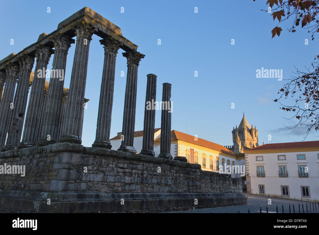 Le Temple romain d'Évora, Portugal. Banque D'Images