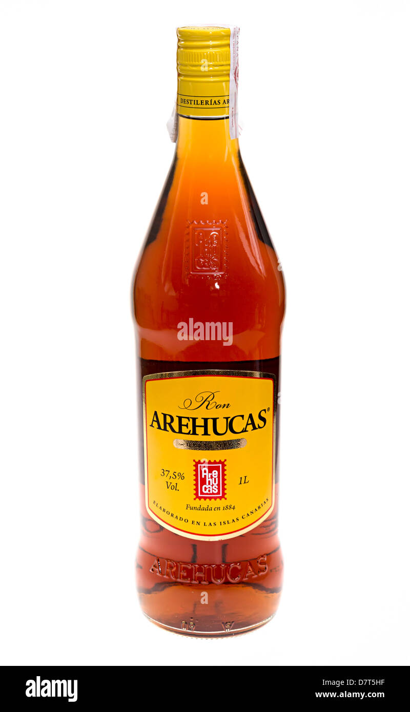 Bouteille de rhum fabriqué localement de l'alcool, Îles Canaries, Espagne Banque D'Images